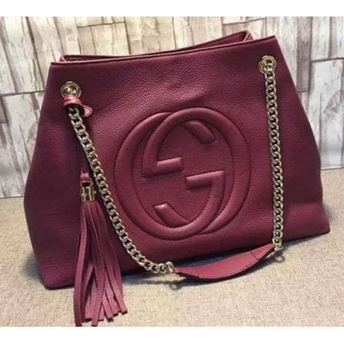 Gucci Soho Średniej wielkości torba typu tote, skóra cielęca 308982, bordowa