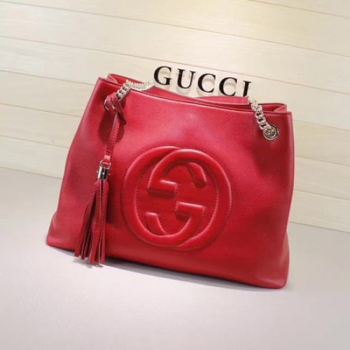 Torba Gucci Soho średniej wielkości ze skóry cielęcej 308982 w kolorze czerwonym