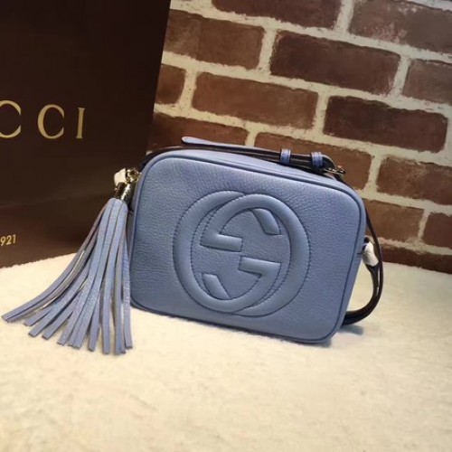 Torebka Gucci Soho Metallic Leather Disco Bag 308364 Blue