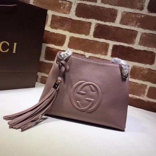 Mała torebka Gucci Soho ze skóry cielęcej 387043 w kolorze różowym