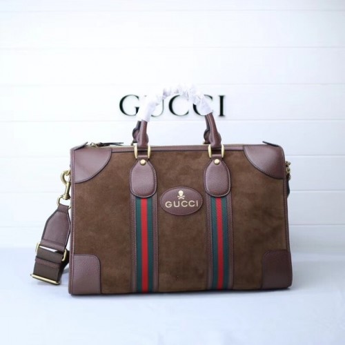 Torba podróżna Gucci Suede z nadrukiem Web 459311 brązowa
