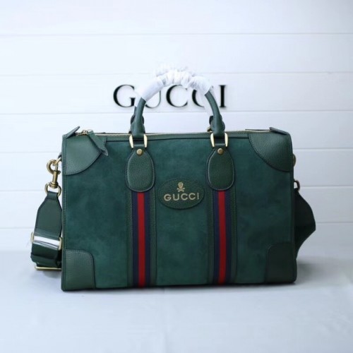 Torba podróżna Gucci Suede z nadrukiem Web 459311 w kolorze zielonym