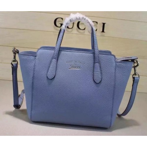 Torebka Gucci Swing mini ze skóry z uchwytem u góry 368827 jasnoniebieska
