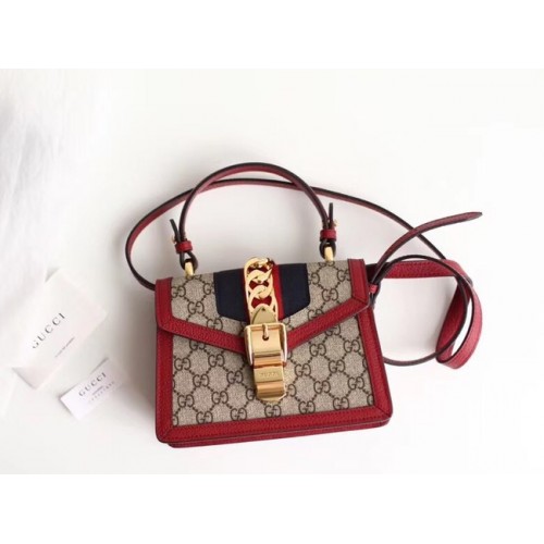 Gucci Sylvie GG Supreme mini torebka płócienna 470270 czerwona