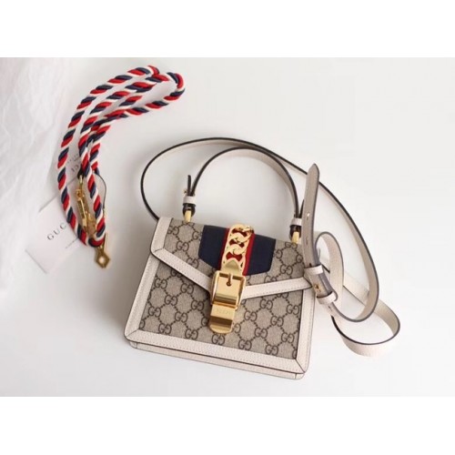 Gucci Sylvie GG Supreme płócienna mini torebka 470270 biała
