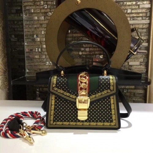 Mini torebka skórzana Gucci Sylvie 470270 czarna
