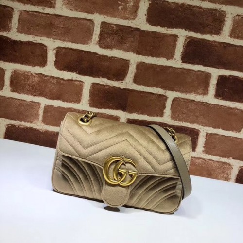 Torba na ramię Gucci Velvet GG 446744 Khaki