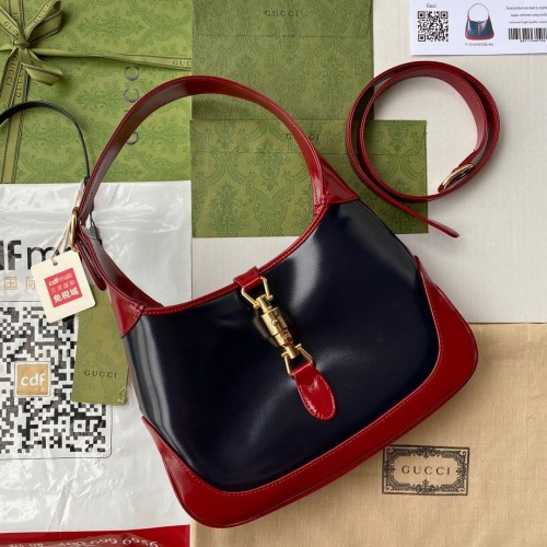 Gucci Vintage Jackie 1961 Oryginalna skórzana torba typu hobo 636706 Czarny wino