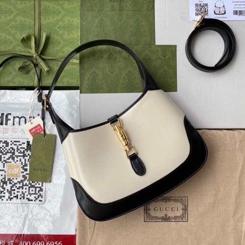 Gucci Vintage Jackie 1961 Oryginalna skórzana torba typu hobo 636706 Biało-czarna