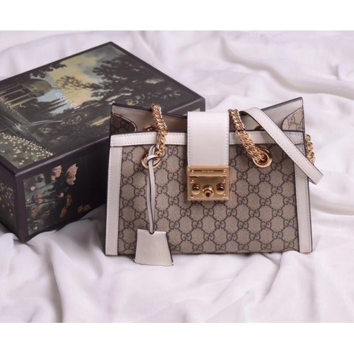 Oryginalna torebka na ramię Gucci Padlock 498156 biała