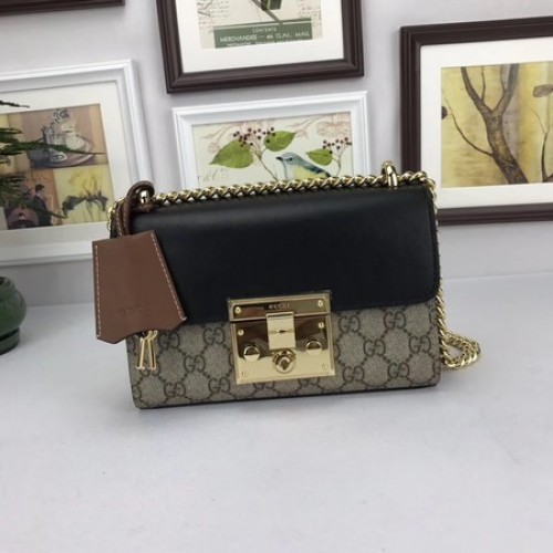 Torebki na ramię Gucci Padlock GG Supreme 409487 w kolorze czarnym