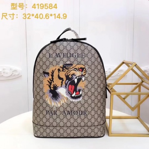 Plecak Gucci Angry Cat Print GG Supreme 419584 brązowy