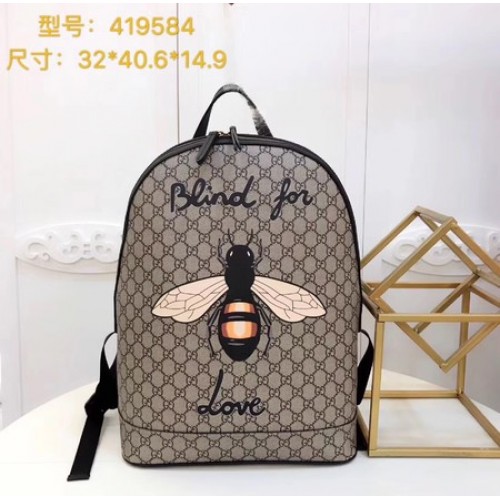 Plecak Gucci Bee Print GG Supreme 419584 brązowy