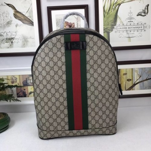 Plecak Gucci GG Supreme z nadrukiem Web 443805 Brązowy