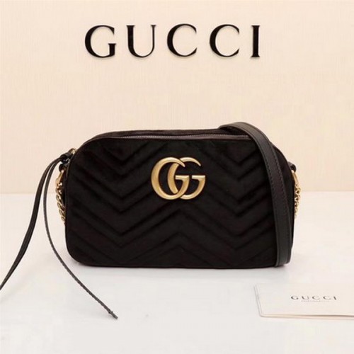 Gucci GG Marmont Matelasse Aksamitna Torba na Ramię 447632 Czarna