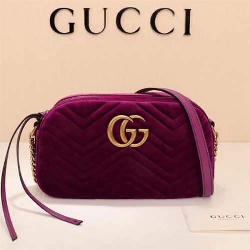 Gucci GG Marmont Matelasse Aksamitna Torba na Ramię 447632 Fioletowa