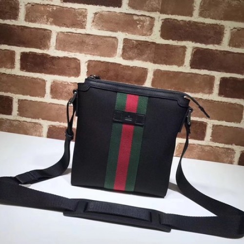 Gucci Web GG Supreme Flat Messenger Bag 471454 Czarny