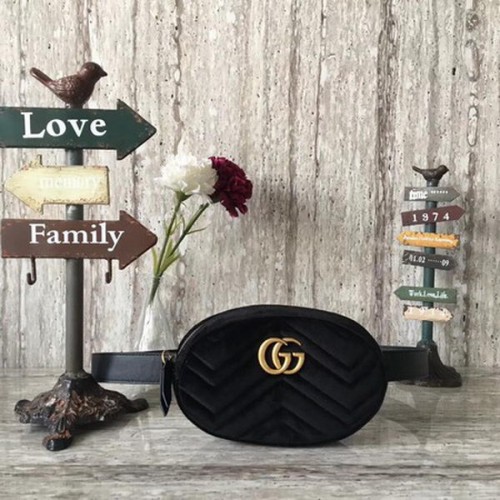 Torebka Gucci GG Marmont Velvet Belt Bag 476434 Czarna