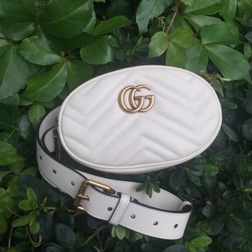 Gucci GG Marmont Skórzana Torba na Pasek 476434 Biała