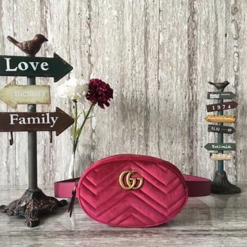 Torebka Gucci GG Marmont Velvet Belt Bag 476434 Rose