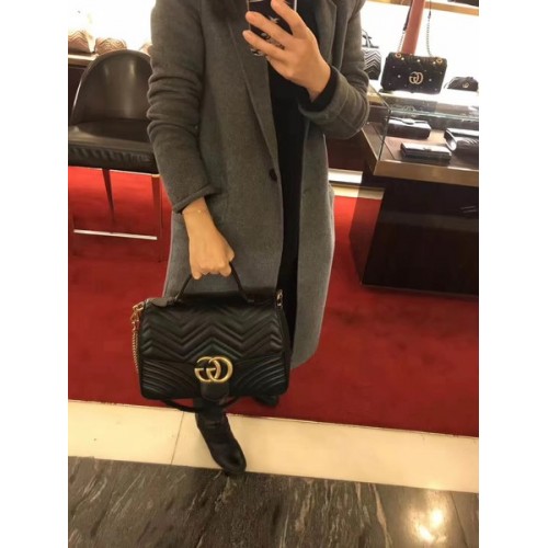 Torebka Gucci GG Marmont Small z uchwytem u góry 498110 w kolorze czarnym