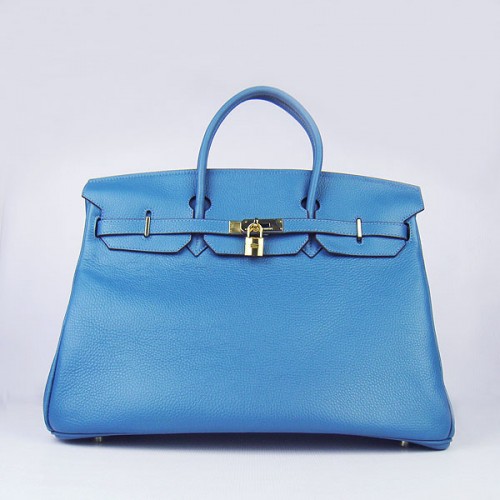 Hermes Birkin 6099 40CM Togo Bag Blue Gold kłódka