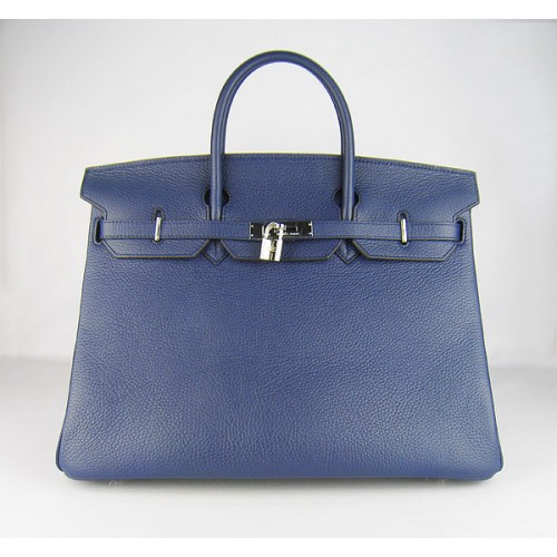 Hermes Birkin 40CM Togo Bag Granatowy 6099 Srebrny