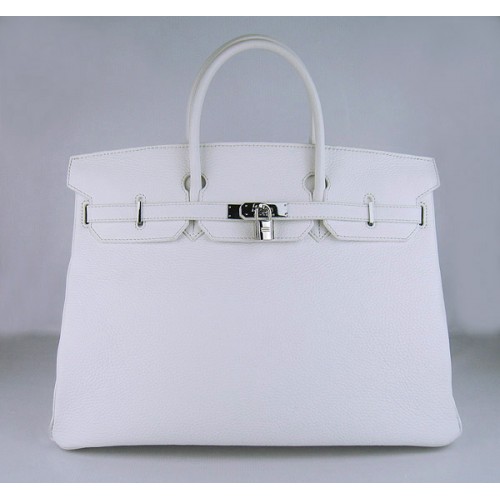 Hermes Birkin 40CM Togo Bag White 6099 Silver