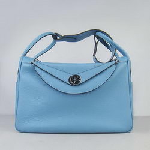 Hermes Lindy 34CM Torba na ramię jasnoniebieska