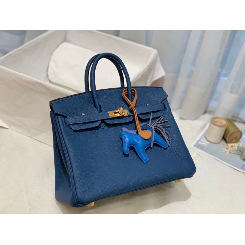 Hermes Birkin 25CM Togo Bag Original Leather H25E Dark Blue