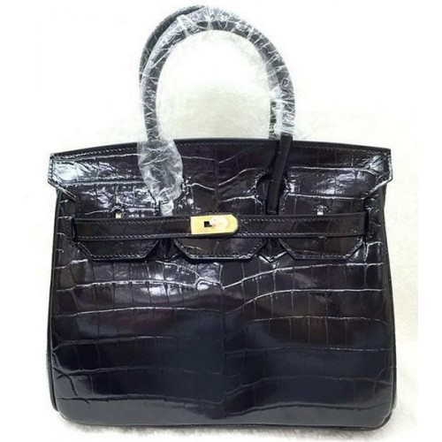 Torba typu tote Hermes Birkin 25CM ze skóry krokodyla H25TCO w kolorze czarnym