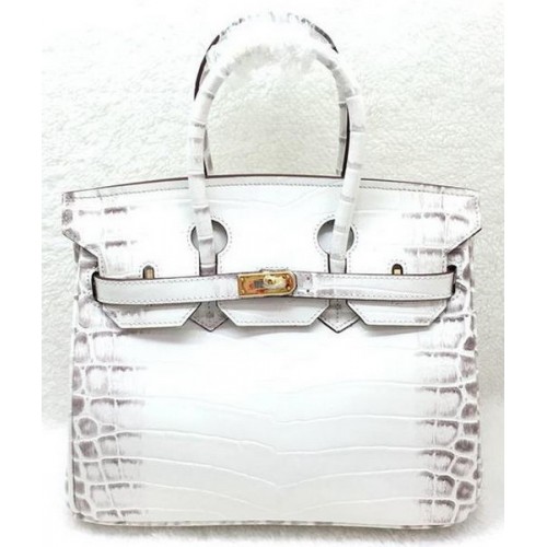 Torba materiałowa Hermes Birkin 25CM Skóra kroko, H25TCO OffWhite