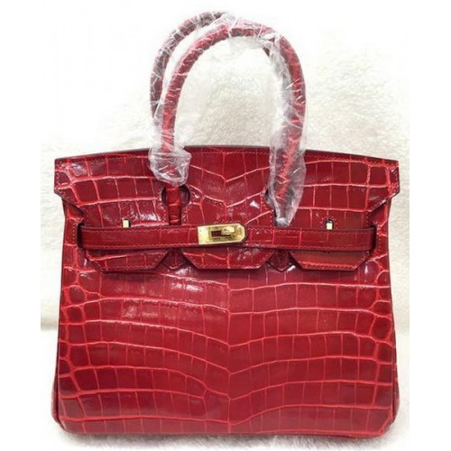 Torba typu tote Hermes Birkin 25CM ze skóry krokodyla H25TCO w kolorze czerwonym