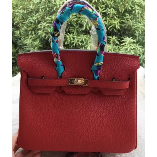 Hermes Birkin 25CM Tote Bag Litchi Leather H25T Red