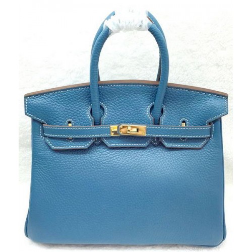 Torba typu tote Hermes Birkin 25CM, oryginalna, skórzana, H25T, niebieska