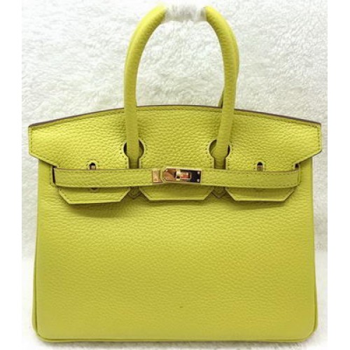 Hermes Birkin 25CM Torba typu tote, oryginalna skóra H25T, cytrynowa