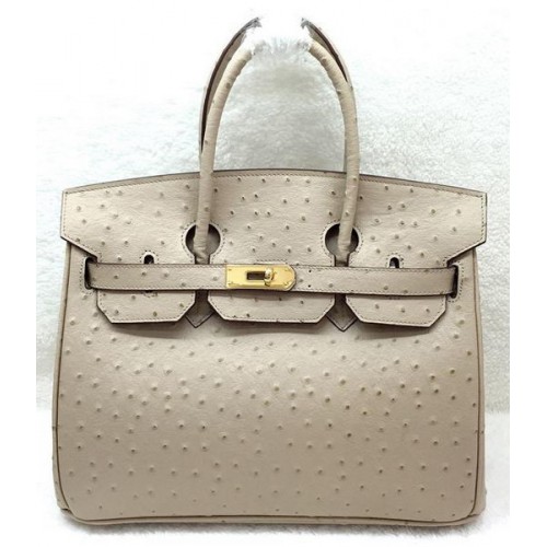 Hermes Birkin 30CM Tote Bags Ostrich Leather H30LI Apricot