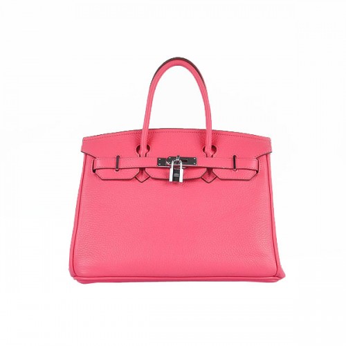 Hermes Birkin 30CM Tote Bags Pink Clemence Leather Silver