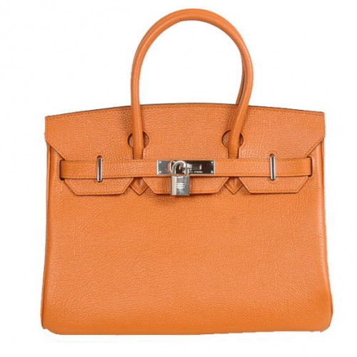 Hermes Birkin 30CM Tote Bags Gładka skóra Togo Pomarańczowa