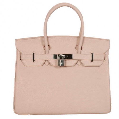 Hermes Birkin 30CM Tote Bags Gładka skóra Togo Różowa