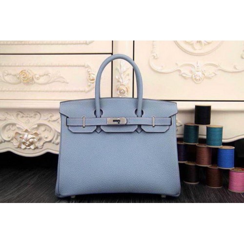 Hermes Birkin 35CM 30CM Torba typu tote, oryginalna skóra HB35O, jasnoniebieska