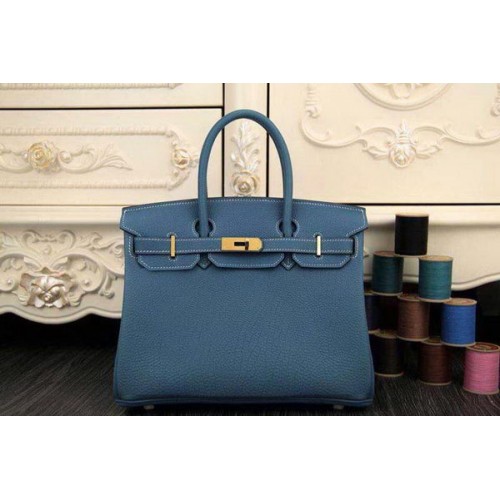 Hermes Birkin 35CM 30CM Torba typu tote, oryginalna skóra HB35O SkyBlue