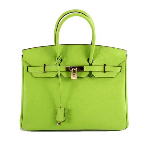 Torebka Hermes Birkin 35CM z gładkiej skóry 6089, zielono-złota