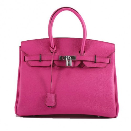 Torebka Hermes Birkin 35CM z gładkiej skóry 6089 w kolorze różowego srebra