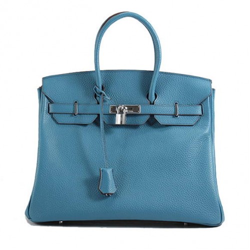 Torebka Hermes Birkin 35CM Togo Leather 6089 Blue Silver