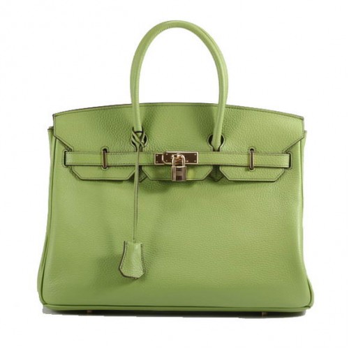Hermes Birkin 35CM Togo Leather Handbag 6089 Green Golden