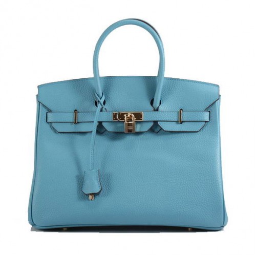 Torebka Hermes Birkin 35CM Togo Leather 6089 Jasnoniebieska Złota