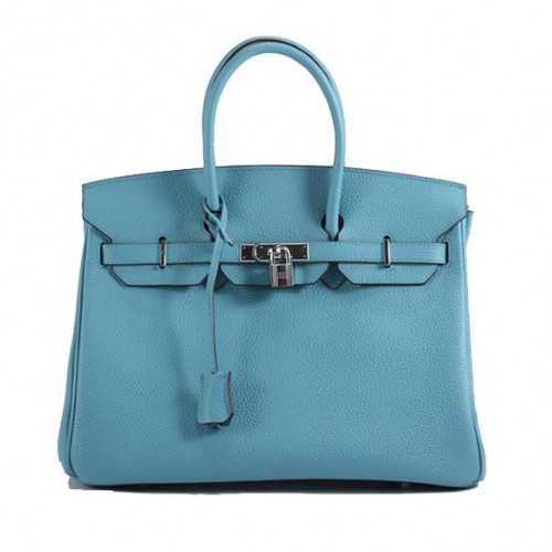Torebka Hermes Birkin 35CM Togo Leather 6089 Light Blue Silver