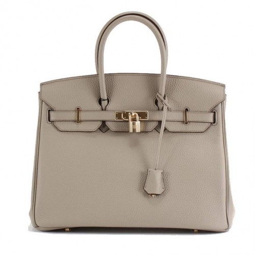 Torebka Hermes Birkin 35CM Togo Leather 6089 Jasnoszara Złota