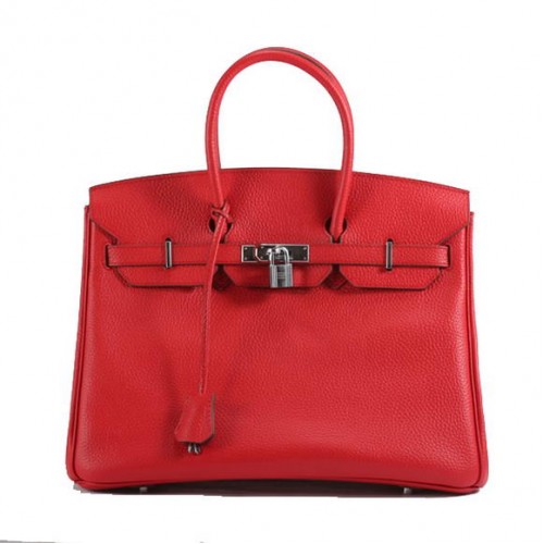 Torebka Hermes Birkin 35CM Togo Leather 6089 Red Silver